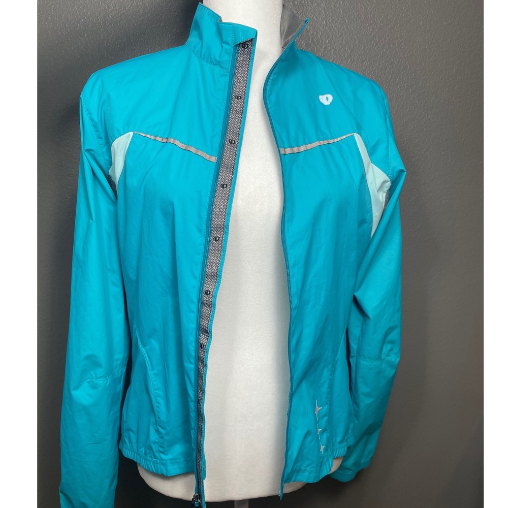 Pearl Izumi Womens Blue Cycling Jacket Windbreaker Full Zip Reflective Medium
